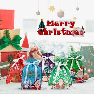 Merry Pouch Christmas Drawstring Gift Bags